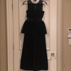 Self-portrait Black Lace Peplum Detail Jumpsuit